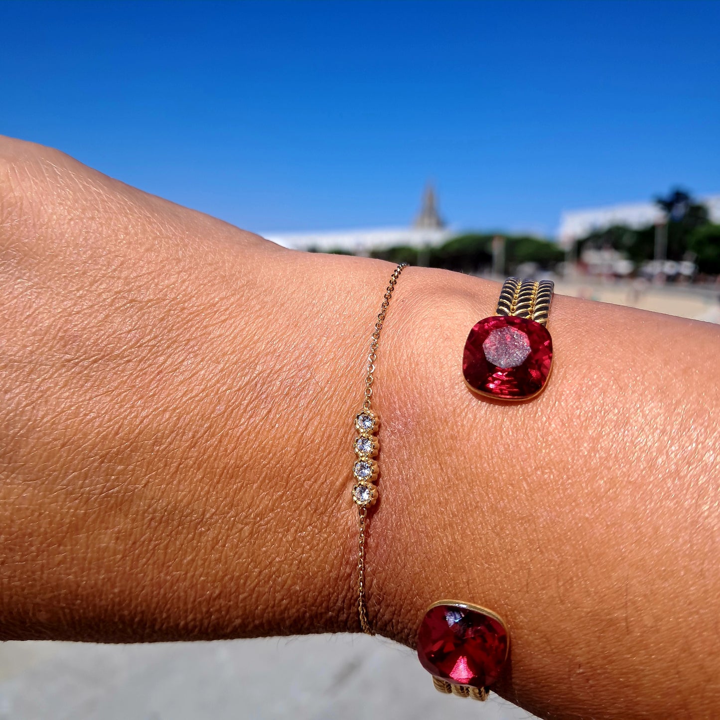 Jonc cristal Swarovski rouge
