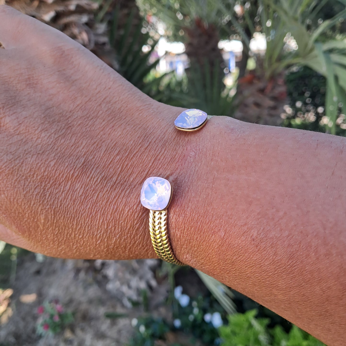 Jonc cristal Swarovski rose givré