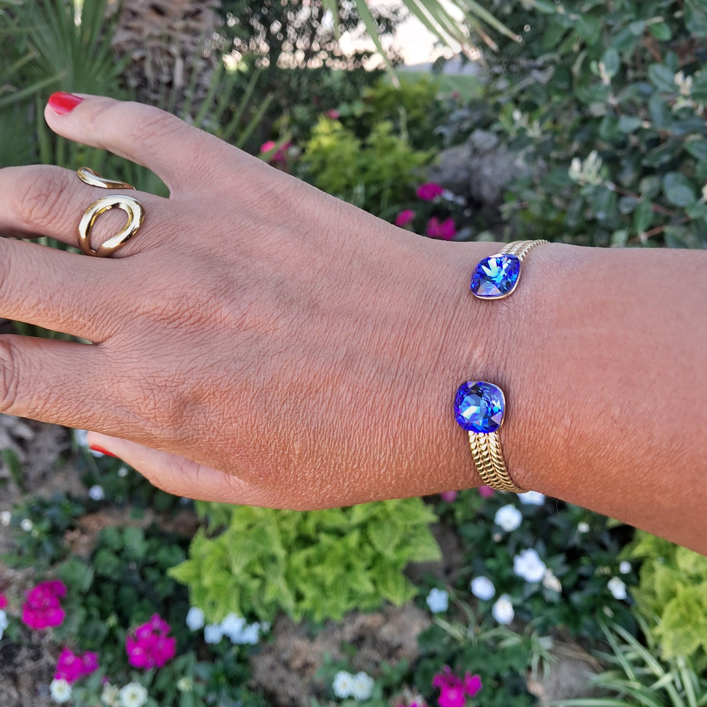 Jonc cristal Swarovski bleu roi