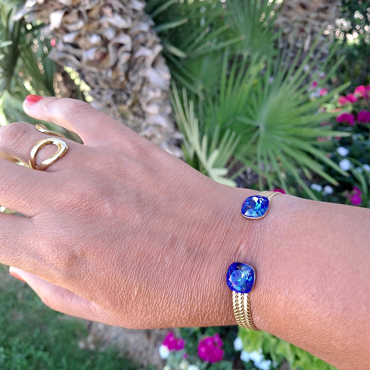 Jonc cristal Swarovski bleu roi