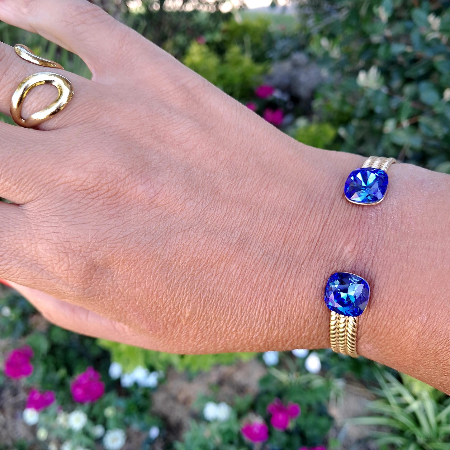 Jonc cristal Swarovski bleu roi