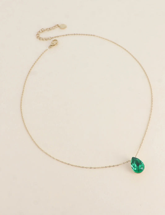 Collier Swarovski cristal vert sapin